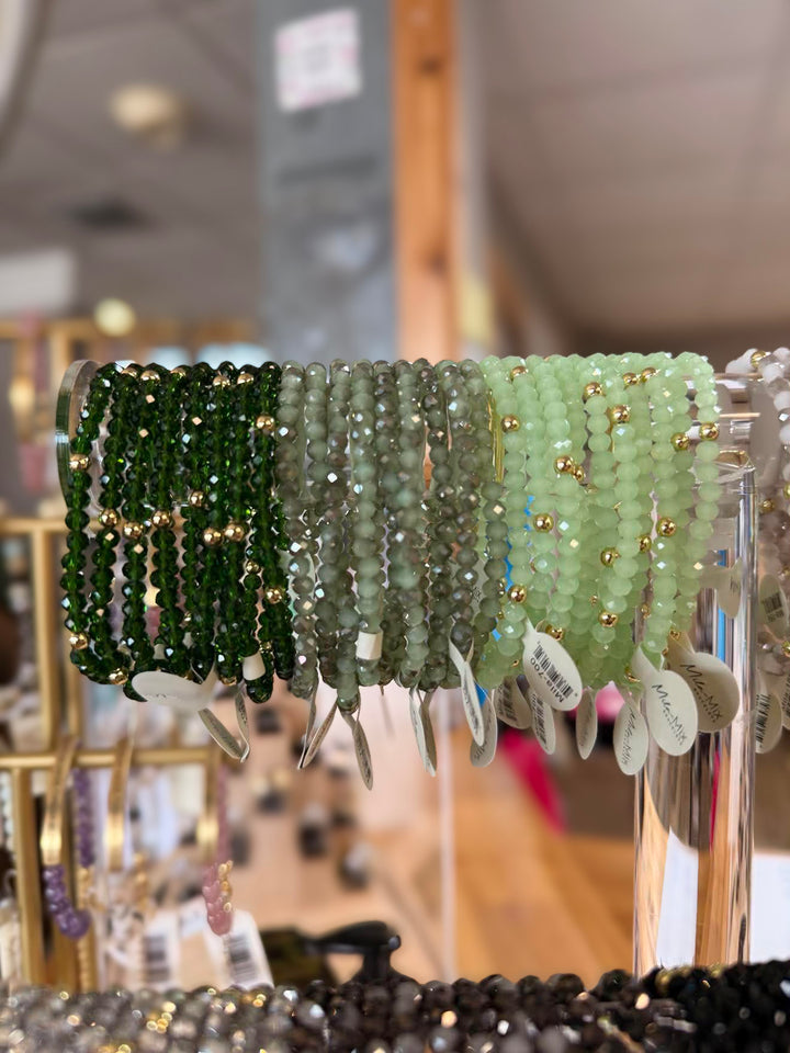 Mila-Mix Beaded Stretch Bracelets-Green