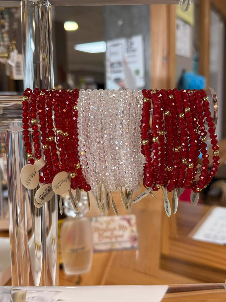 Mila-Mix Beaded Stretch Bracelets-Red