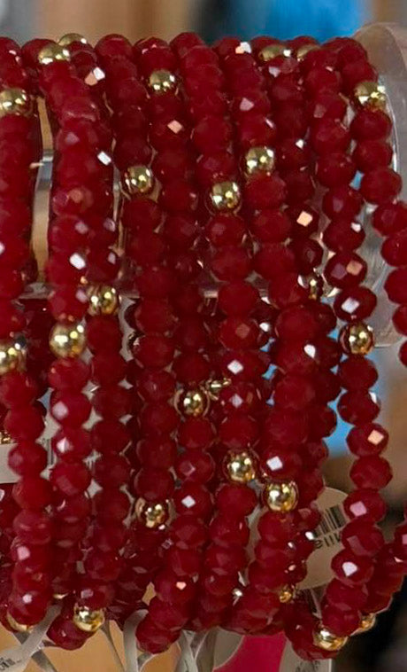 Mila-Mix Beaded Stretch Bracelets-Red
