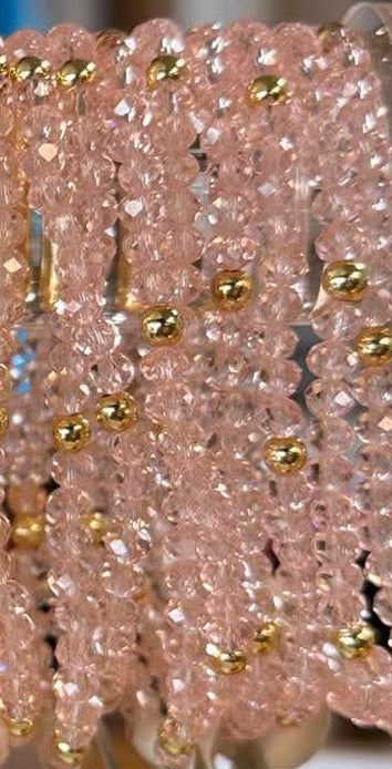 Mila-Mix Beaded Stretch Bracelets-Pink