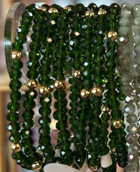 Mila-Mix Beaded Stretch Bracelets-Green