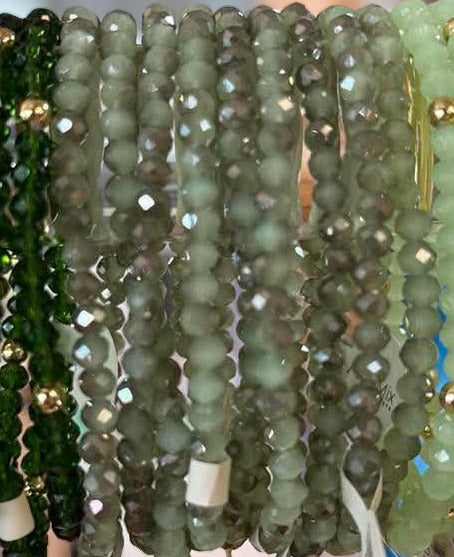 Mila-Mix Beaded Stretch Bracelets-Green