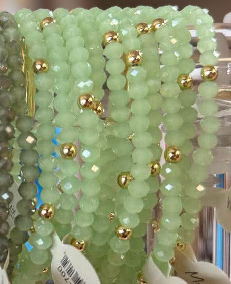 Mila-Mix Beaded Stretch Bracelets-Green