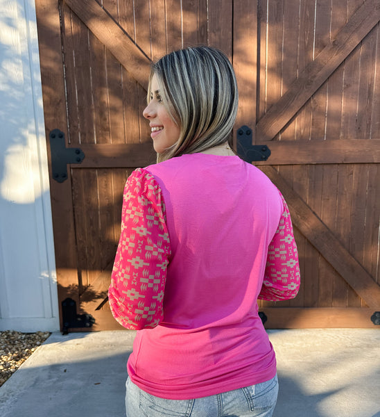 Pink Aztec Blouse