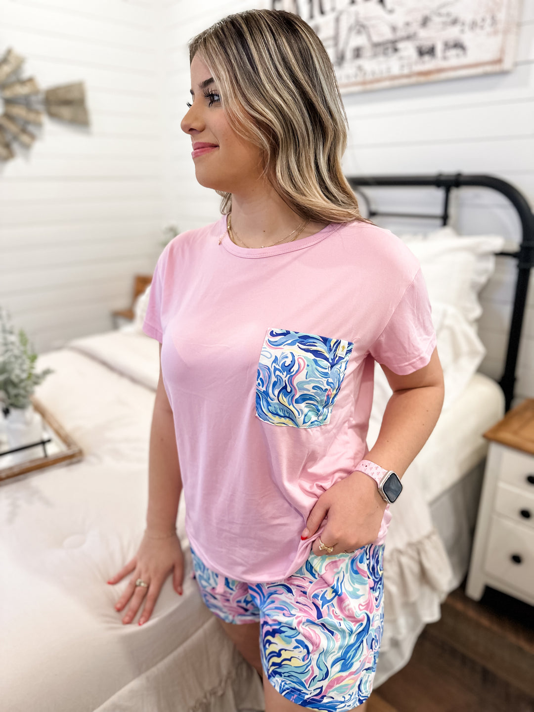 Pink Splash Dream Set - Simply Southern Pajama Shorts Set
