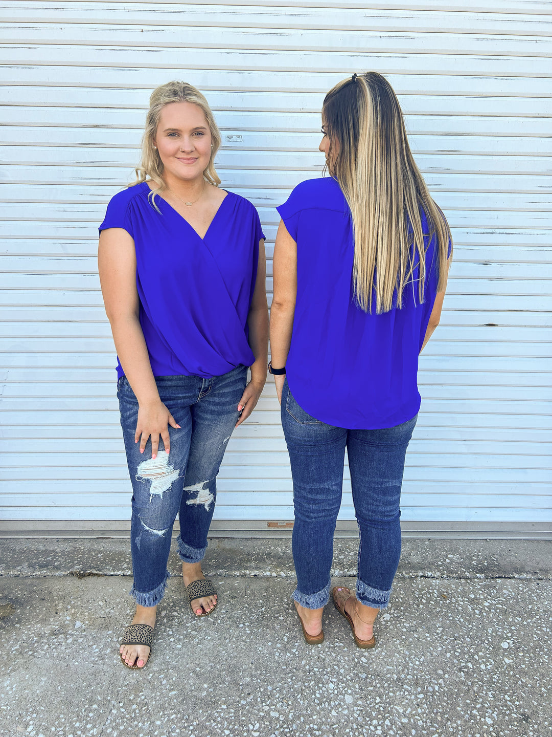 Sadie Short Sleeve Blouse - Blue