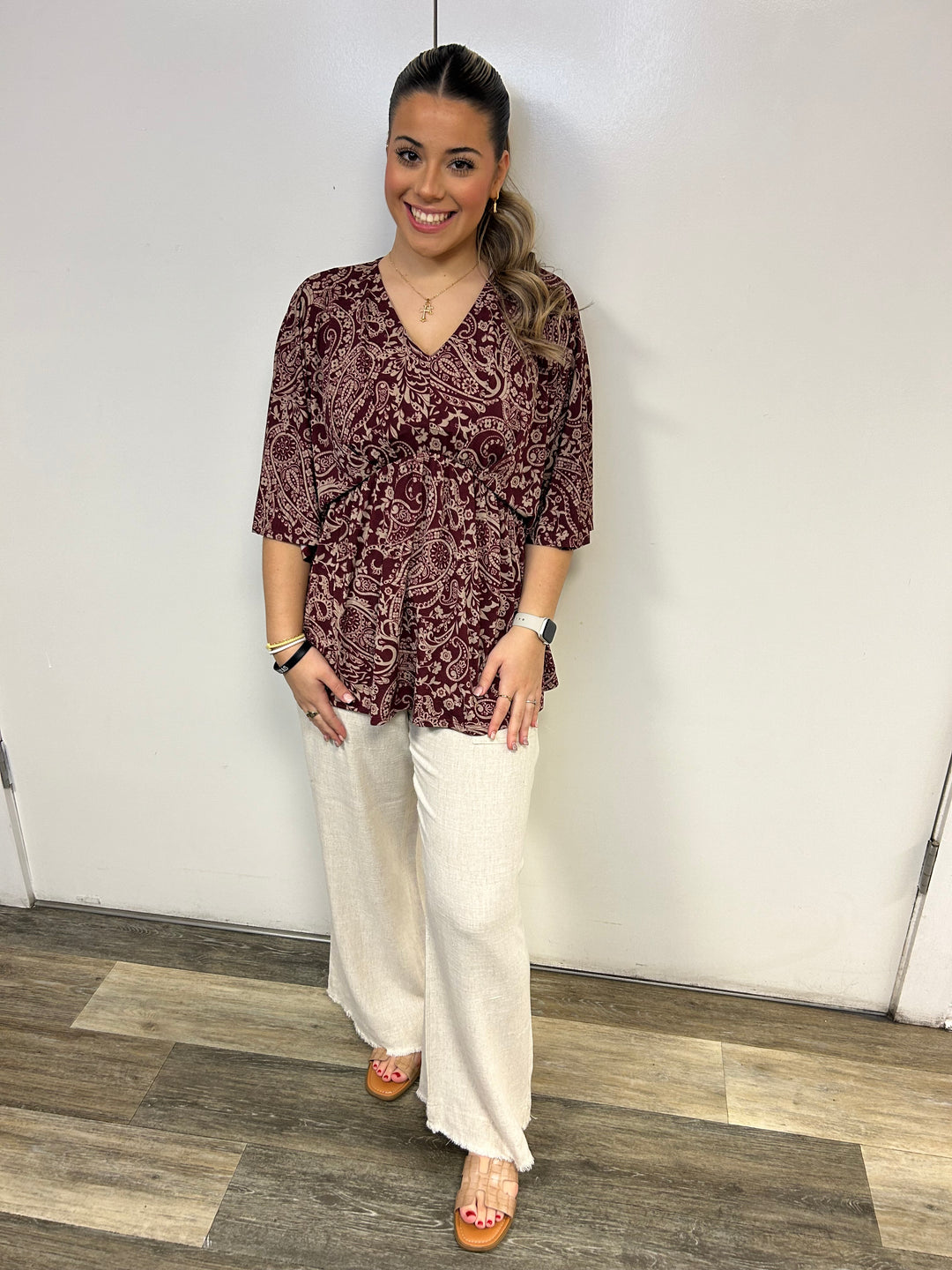 Melanie Maroon Blouse