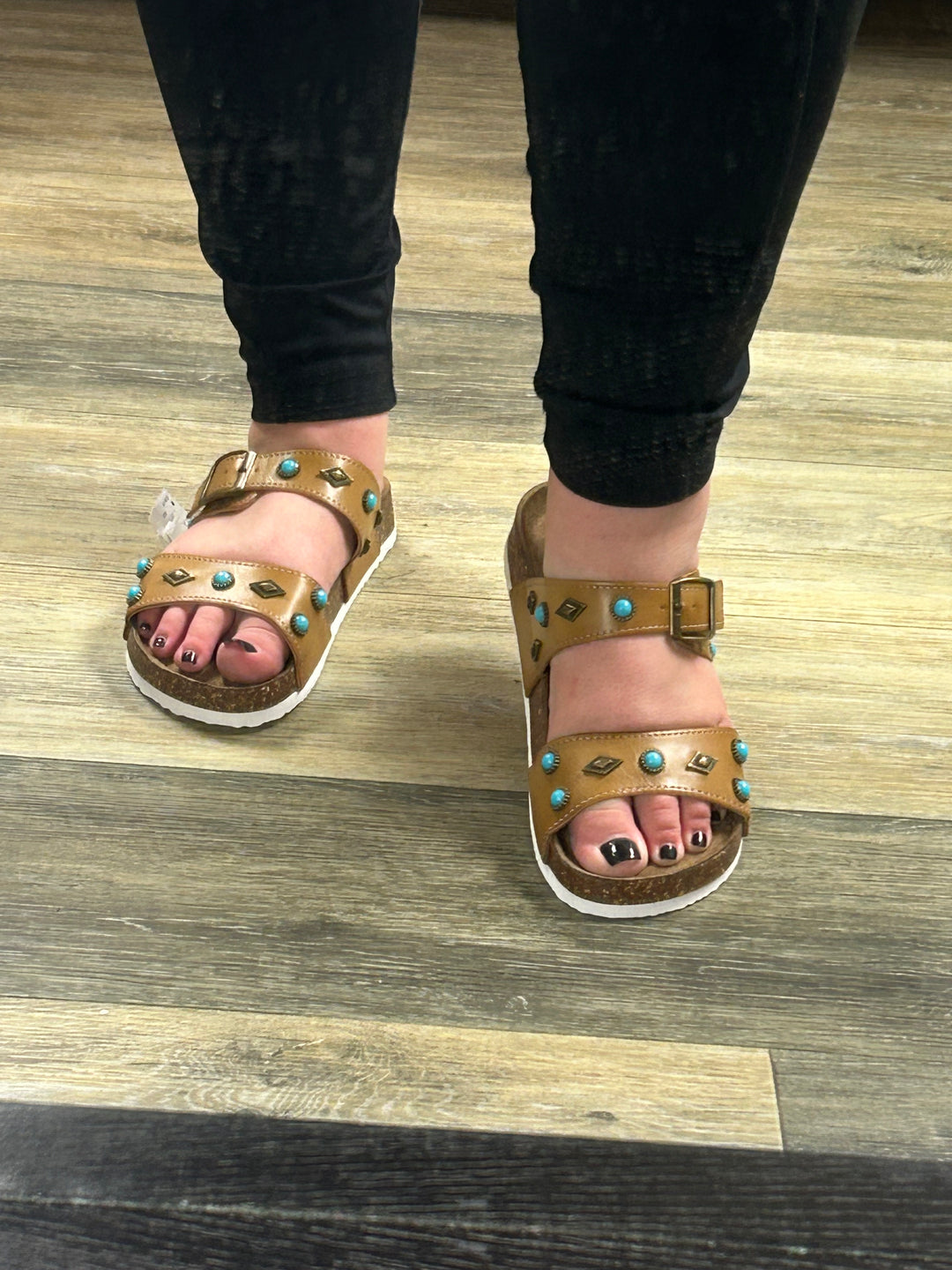 Tahlia Turquoise Sandals - Nude