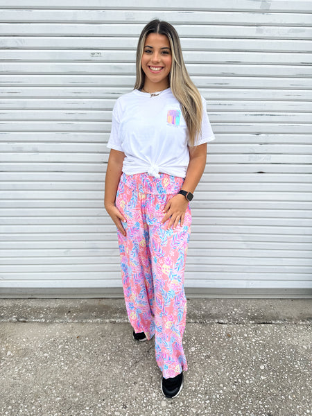 Simply Southern Palazzo Pants- Tropical (Pine)