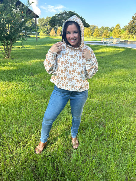 Simply Southern Cropped Hoodie Cow