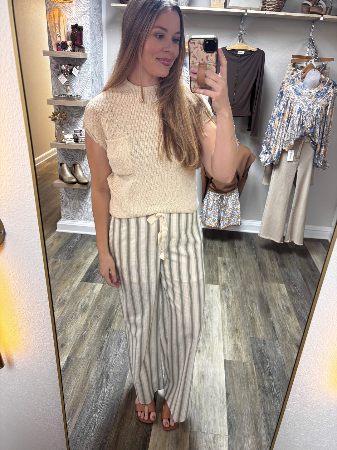 Tuscan Stripe Halter Tank