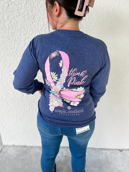 Think Pink Simply Southern Long Sleeve Graphic Tee