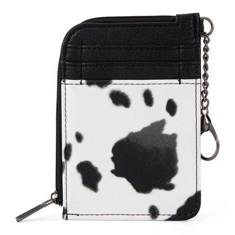 Wrangler Cow Print Mini Zip Card Wallet - Black