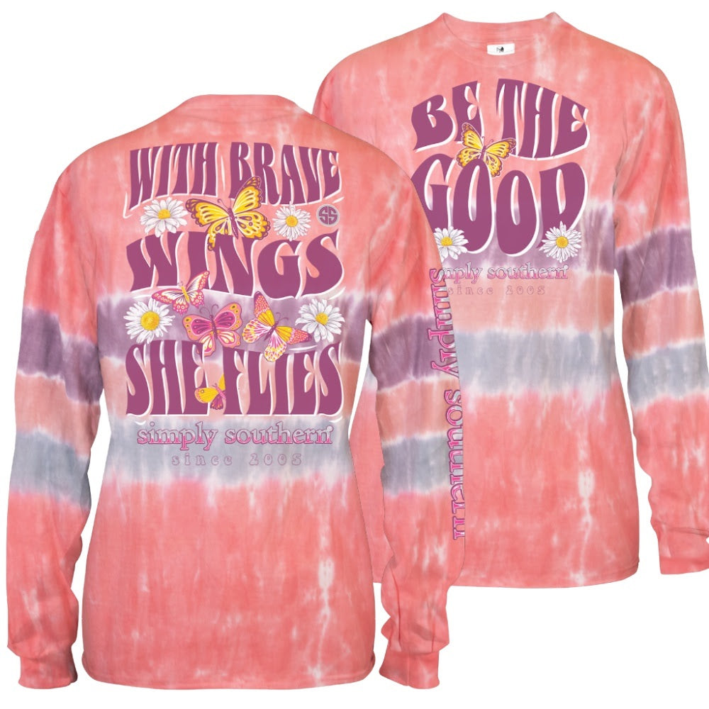 Brave Wings She Flies Simply Southern Long Sleeve T-Shirt YOUTH &amp; ADULTS