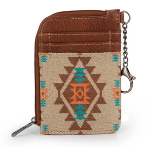 Wrangler Aztec Mini Zip Card Wallet - Tan