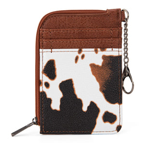 Wrangler Cow Print Mini Zip Card Wallet - Brown