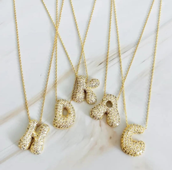 Crystal Bubble Initials Necklace