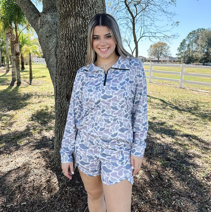 Duck Camo Grey Zip up Pullover