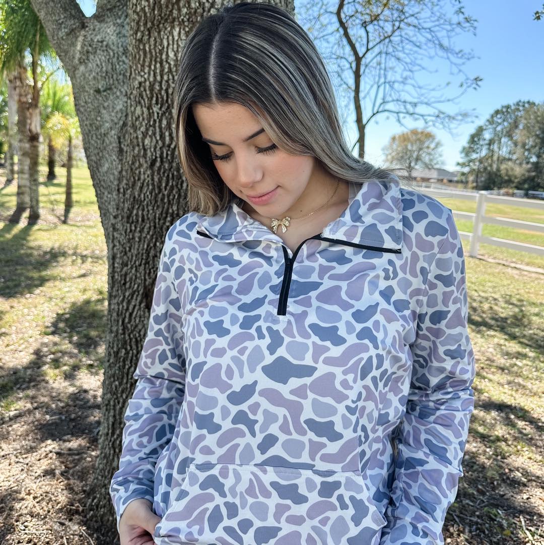 Duck Camo Grey Zip up Pullover