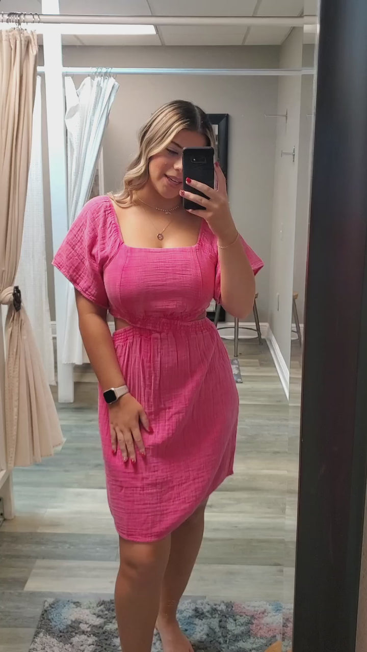 Simply Southern Cut Out Hot Pink Dress