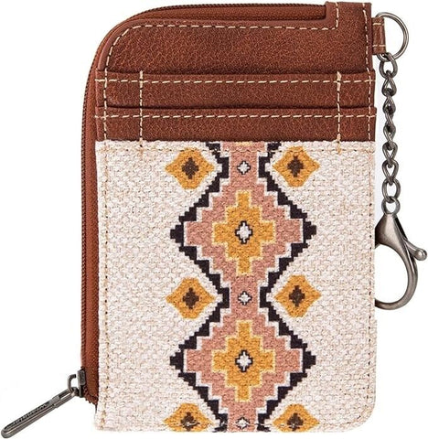 Wrangler Aztec Mini Zip Card Wallet - Coffee