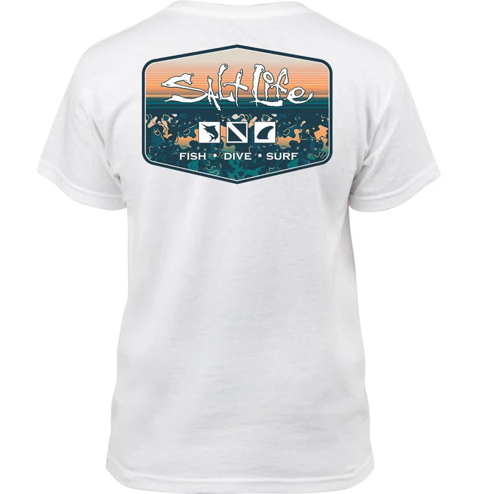 Liquid Depth Badge Short Sleeve Tee - WHITE ADULT