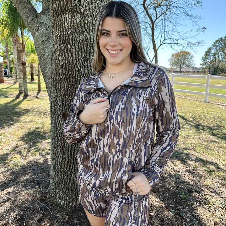 Tree Camo Zip up Pullover
