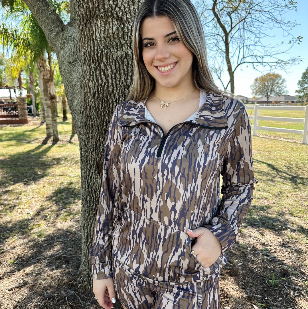 Tree Camo Zip up Pullover