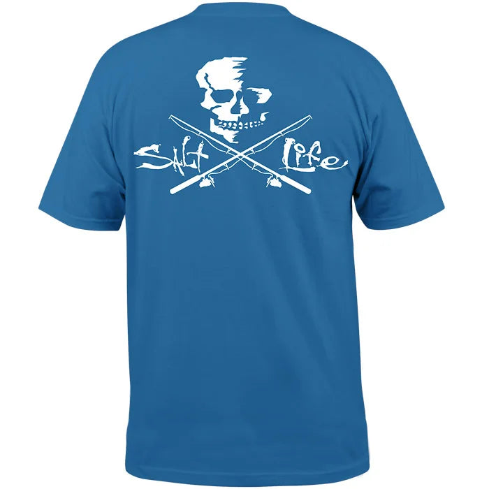 Skulls and Poles Short Sleeve Pocket Tee- Atlantic Blue