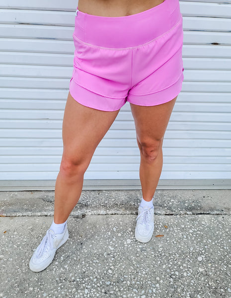 Simply Southern Feel The Burn Athletic Shorts - Bubble Gum