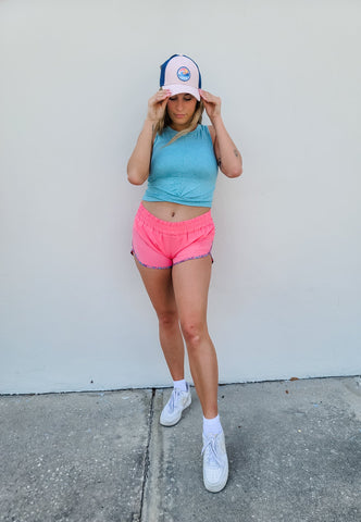 Simply Southern Running All Day Shorts-Pink