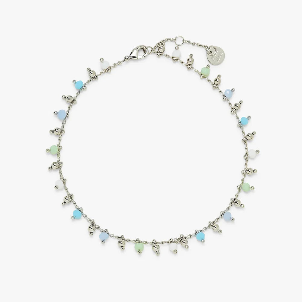 Pura Vida Blue Sea Hanging Bead Anklet