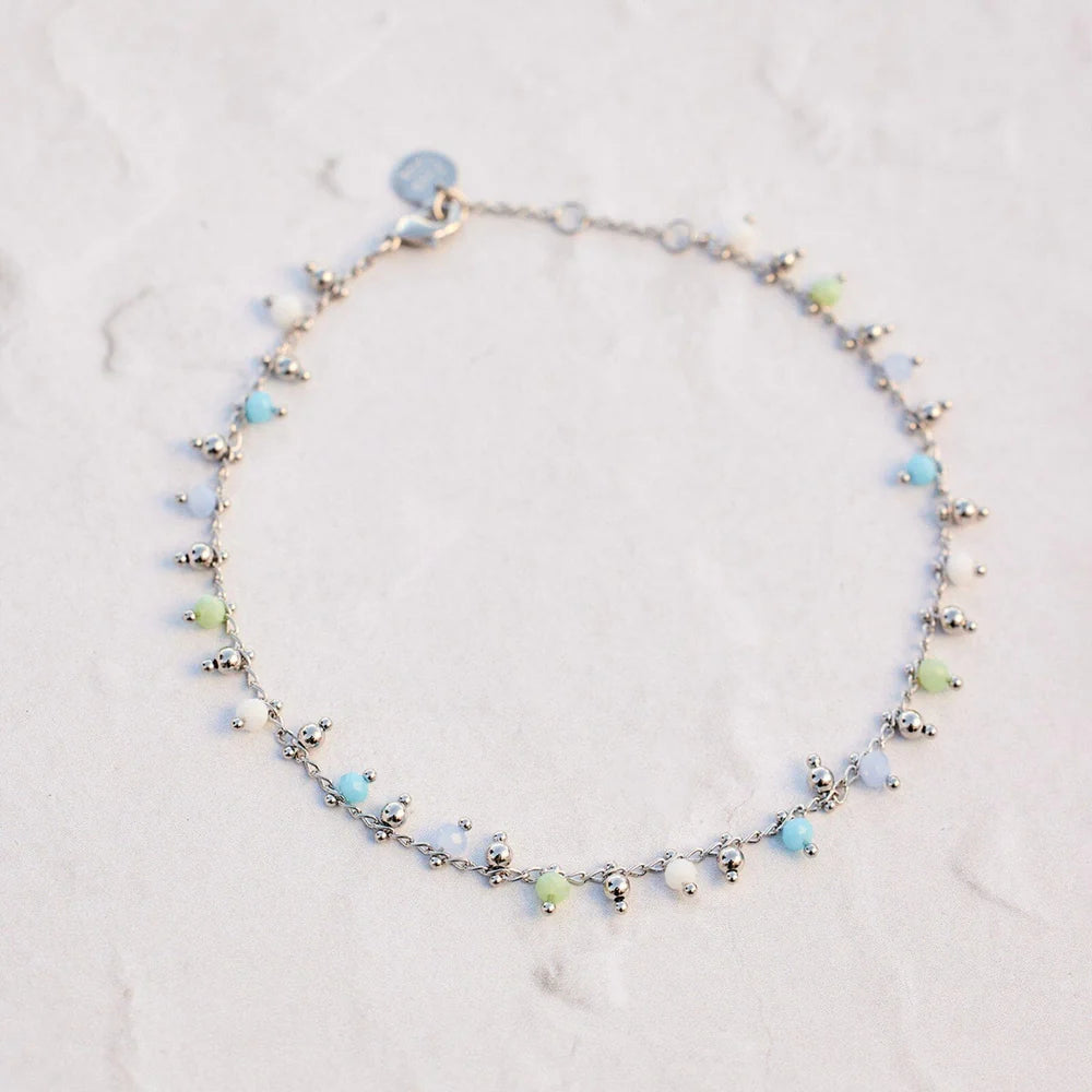 Pura Vida Blue Sea Hanging Bead Anklet