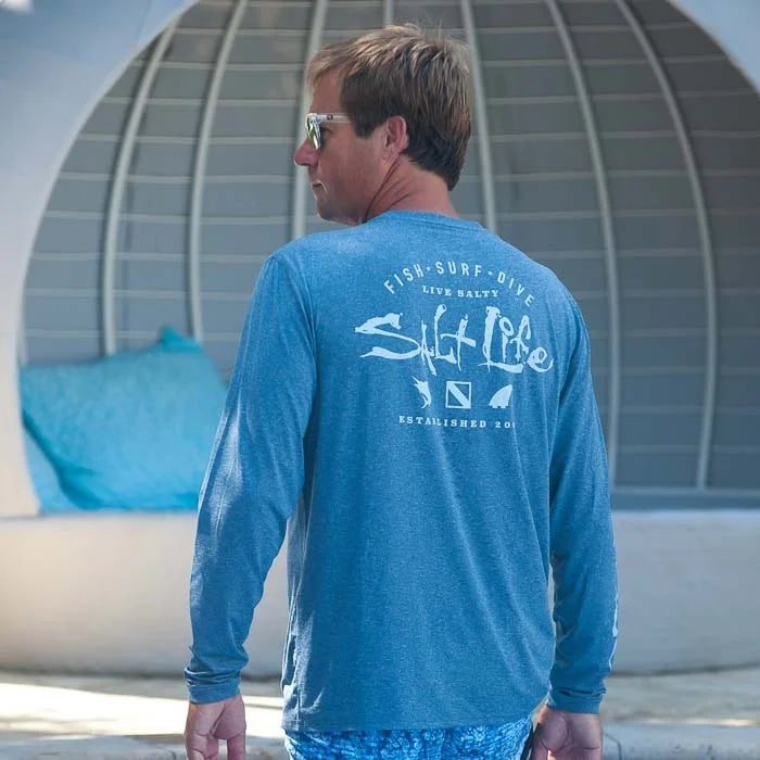 Watermans Trifecta Performance Long Sleeve Pocket Tee- Harbor Blue