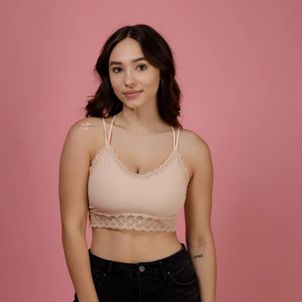 Serenity Lace Bralette- Peach