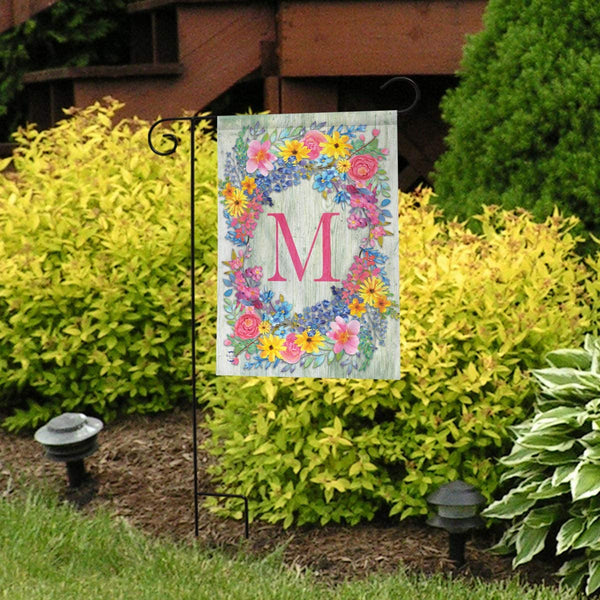 Spring "M" Monogram Garden Flag