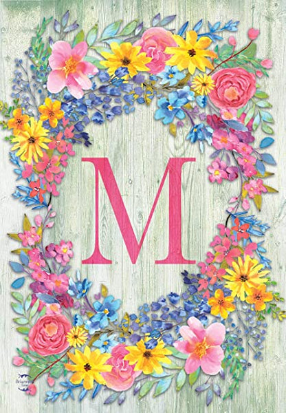 Spring "M" Monogram Garden Flag