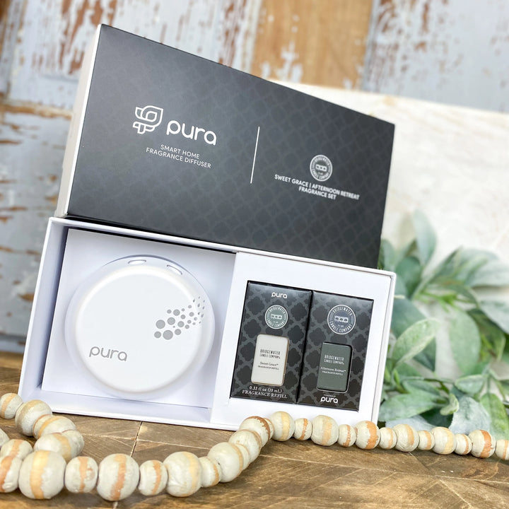 PURA+BRIDGEWATER SMART HOME DIFFUSER SET-SWEET GRACE, AFTERNOON RETREAT