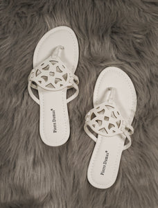Always Trendy Disc Sandals- Strappy White