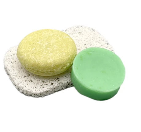 Dirty Bee- Coconut Lime Shampoo & Conditioner Bar Set with Bar Block