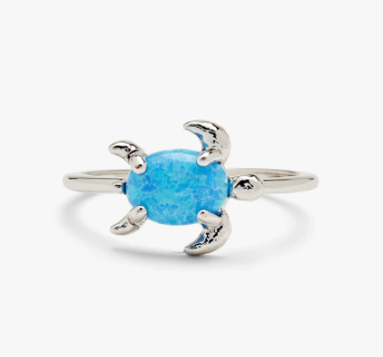 Pura Vida Opal Sea Turtle Ring - Silver