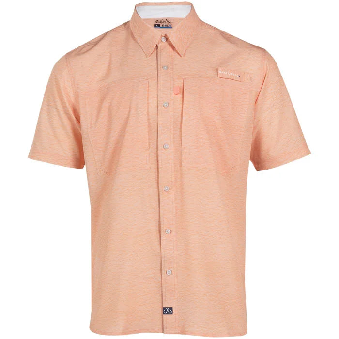 H20 Short Sleeve Woven Performance Fishing Shirt- Melon