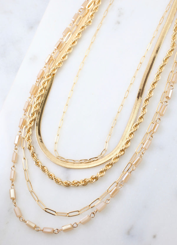 Gail Multi Layered Necklace Champagne