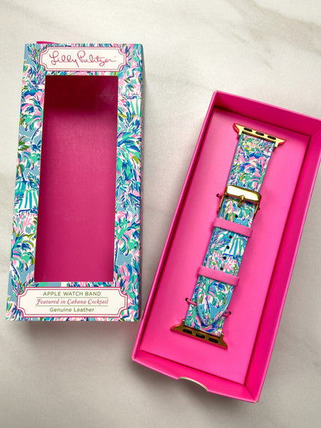 Lilly Pulitzer Genuine Leather Watchband- Cabana Cocktail