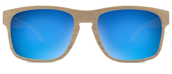 Dockside Men Sunglasses-Wood/ Carribean Blue
