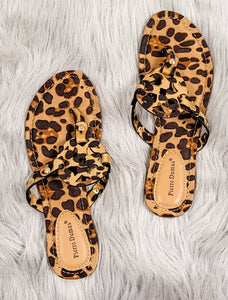 Always Trendy Disc Sandals- Leopard